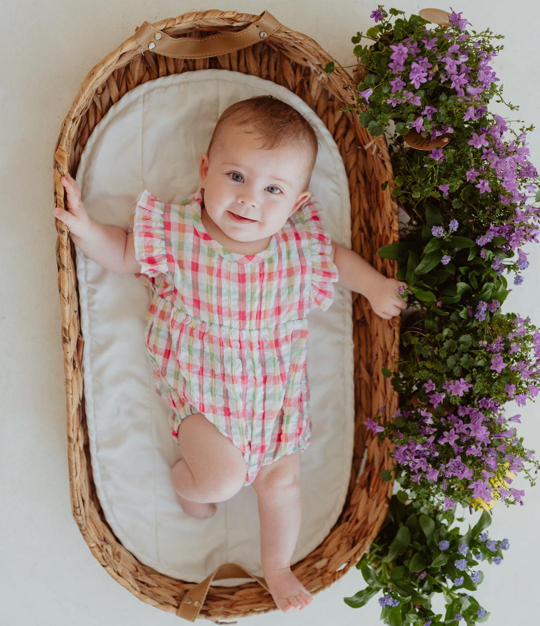 organic cotton sleeveless Check Bubble Romper