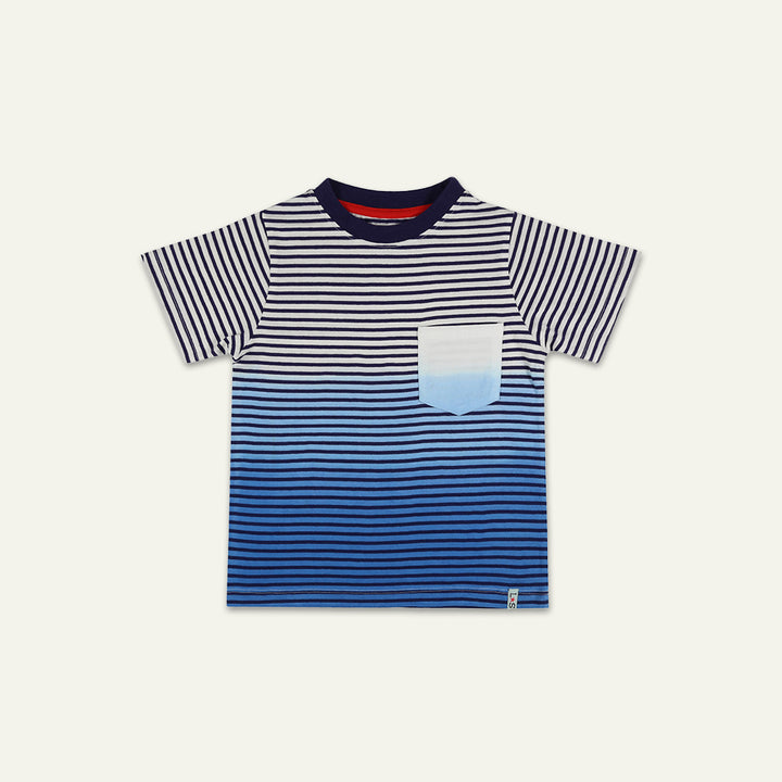 organic cotton dip dye blue stripe short sleeve t-shirt - image 1