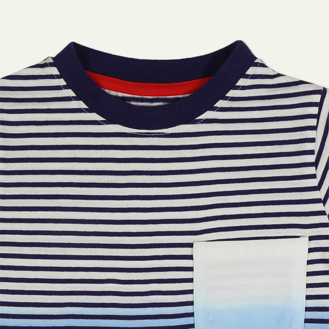 organic cotton dip dye blue stripe short sleeve t-shirt - image 2