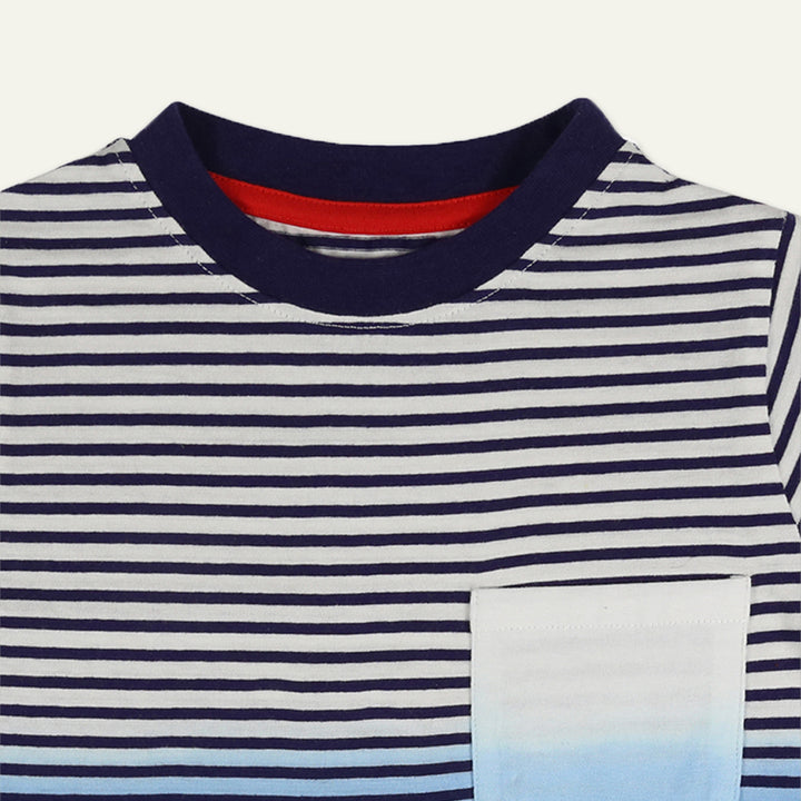 organic cotton dip dye blue stripe short sleeve t-shirt - image 2