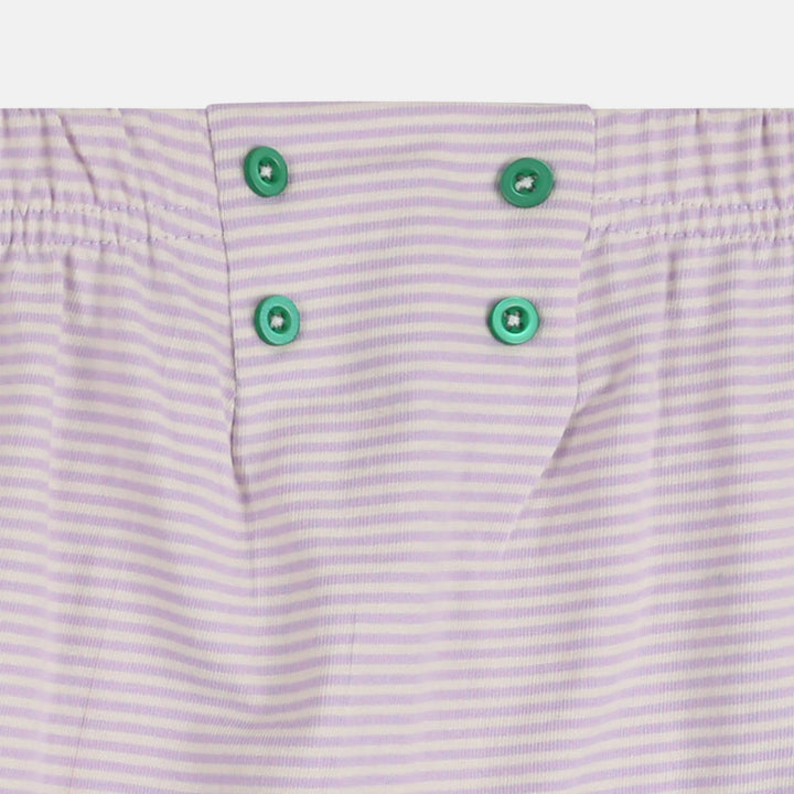 Eco-friendly baby girls lilac stripe shorts