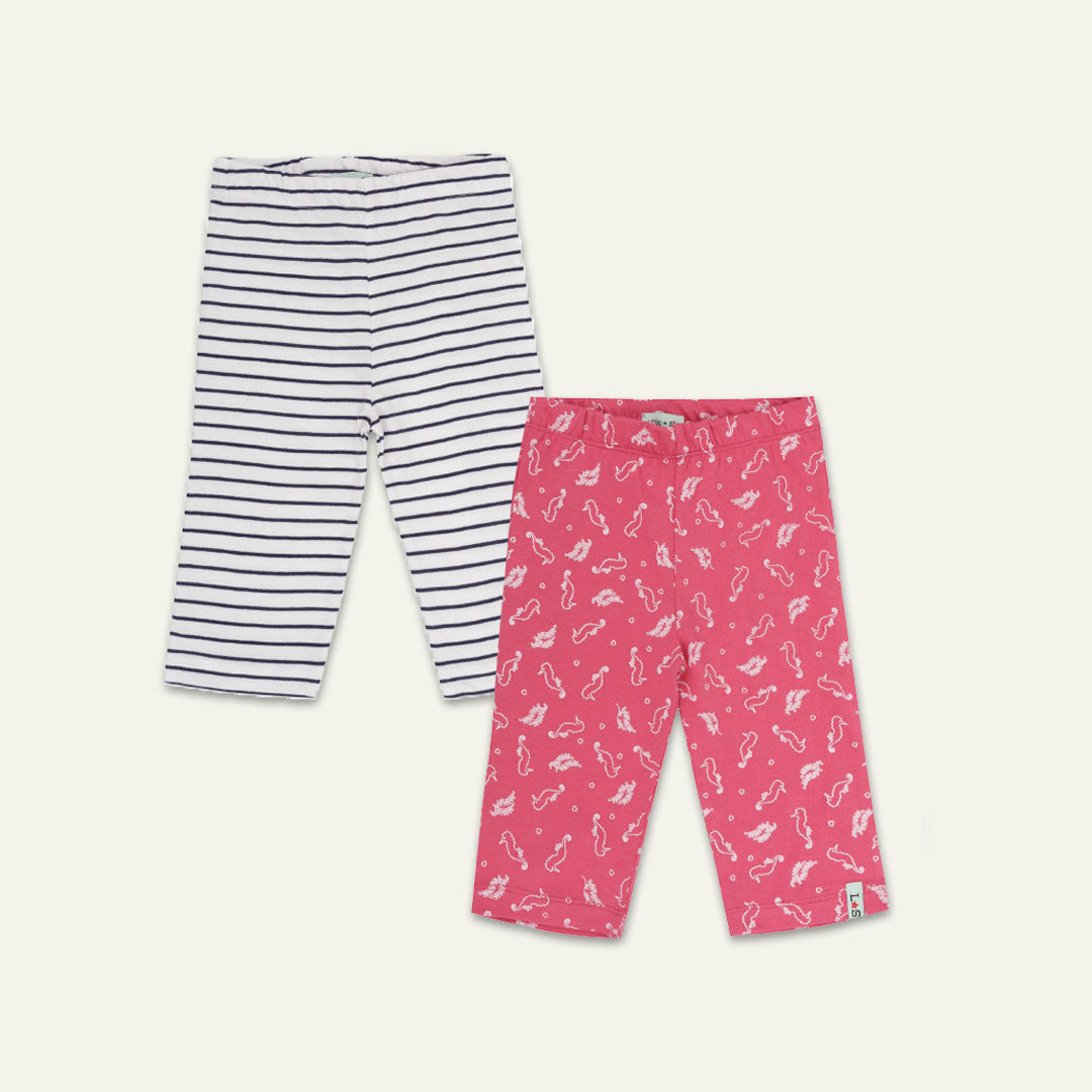 2pk cropped legging - sea horse/navy stripe – Lilly and Sid
