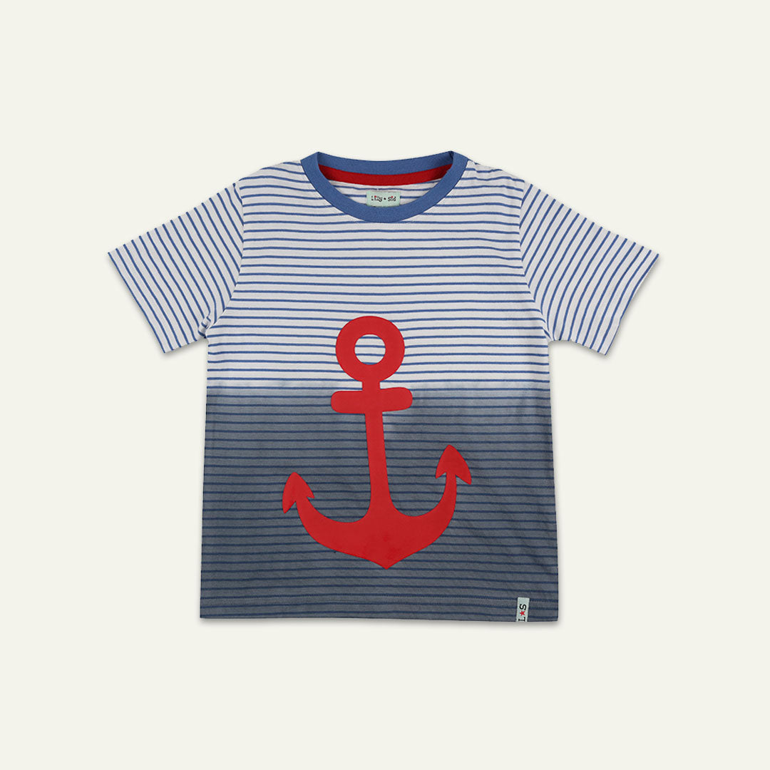 Anchor Print Dip Dye Stripe T-Shirt