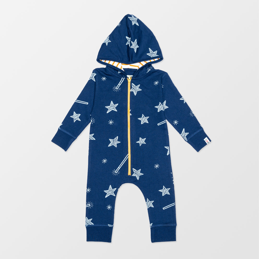 Sustainable organic cotton printed stars baby onesie