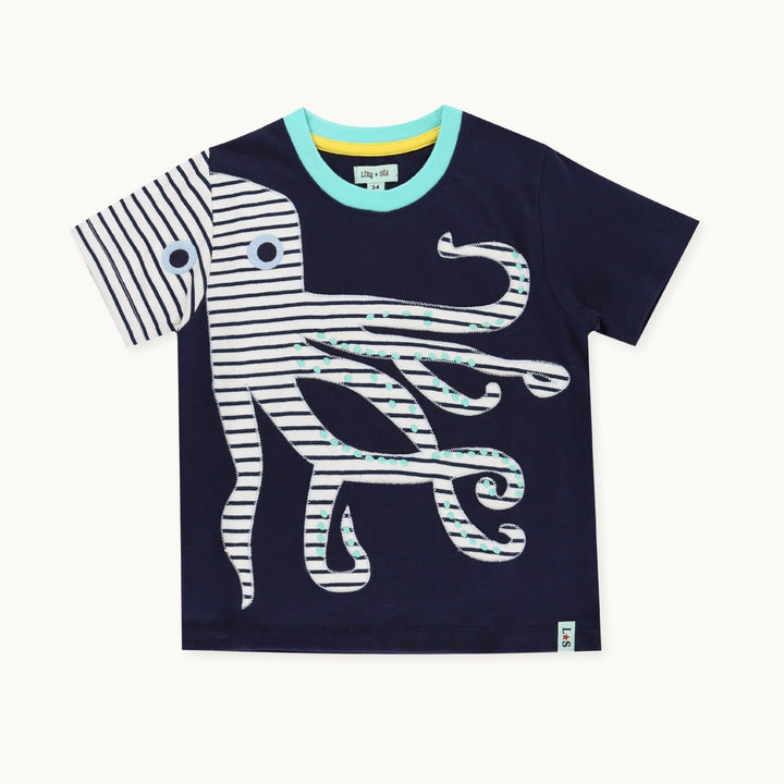organic cotton Navy Octopus Applique T-Shirt - image 1