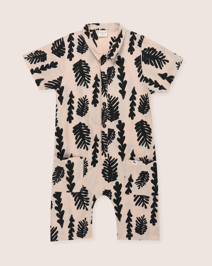 Cream Seaweed Print Short Sleeve Romper