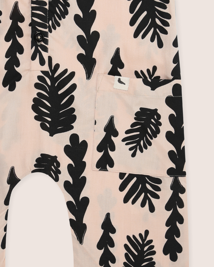 Cream Seaweed Print Short Sleeve Romper