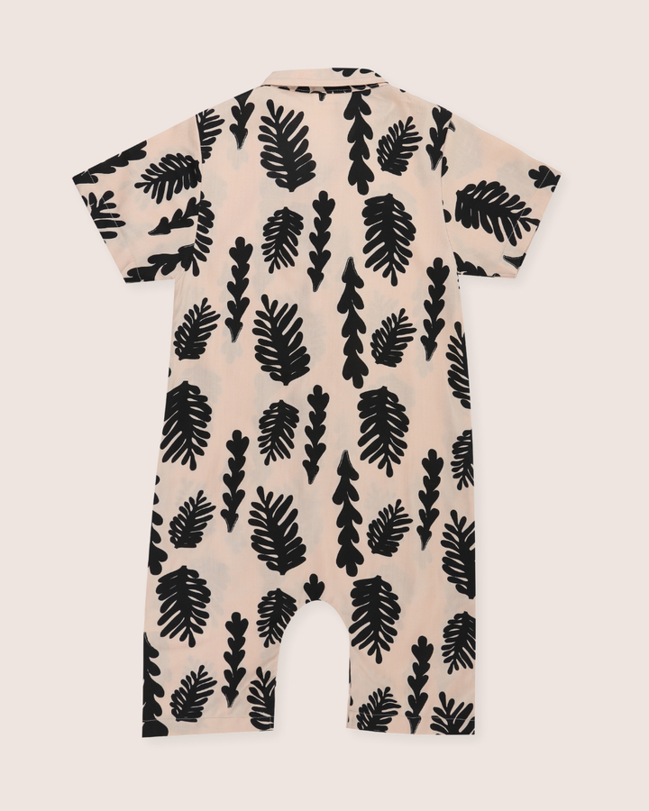 Cream Seaweed Print Short Sleeve Romper