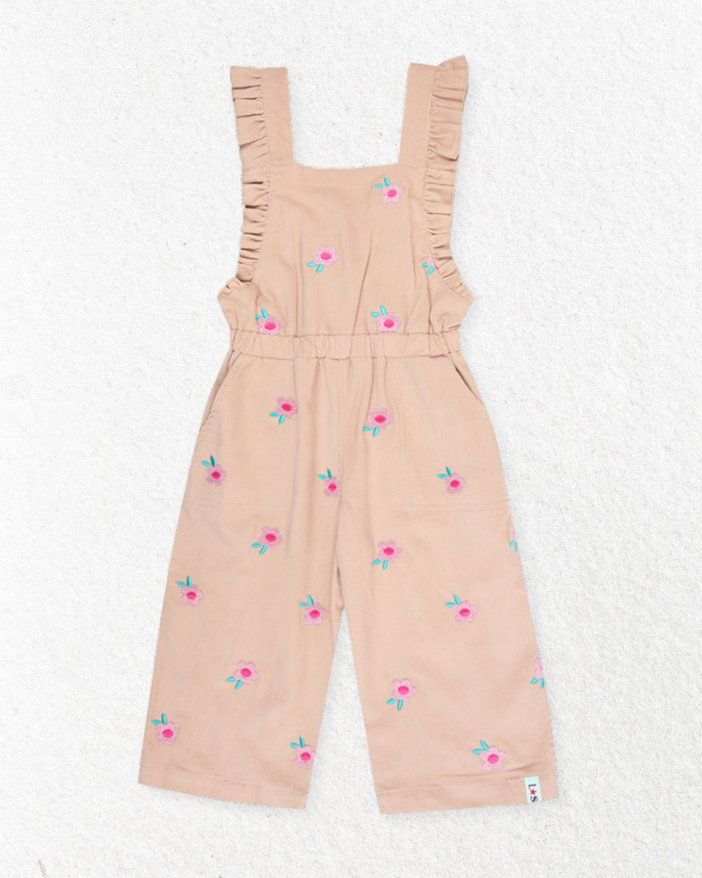 organic cotton corduroy floral Embroidered Dungarees - image 4