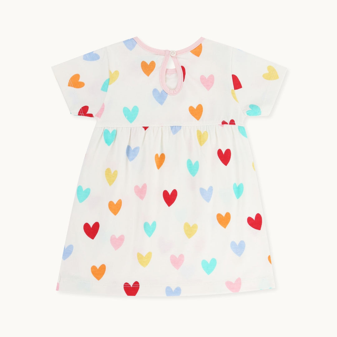 organic cotton Multicoloured Heart Print Dress And blue stripe Legging Set - image 4