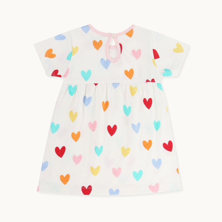 organic cotton Multicoloured Heart Print Dress And blue stripe Legging Set - image 4