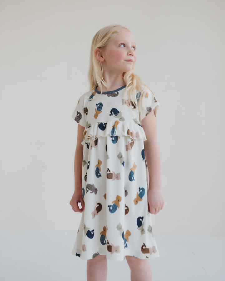 White Merbear Print Dress