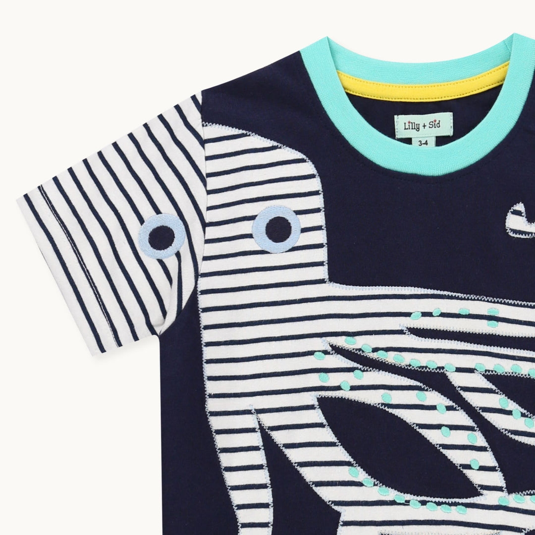 organic cotton Navy Octopus Applique T-Shirt - image 2