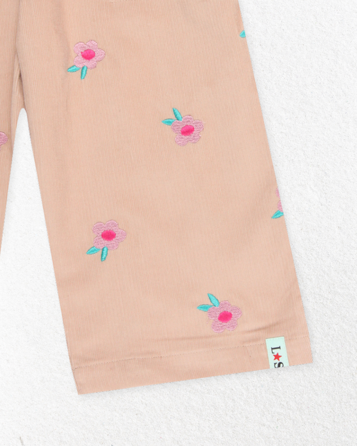 organic cotton corduroy floral Embroidered Dungarees - image 3