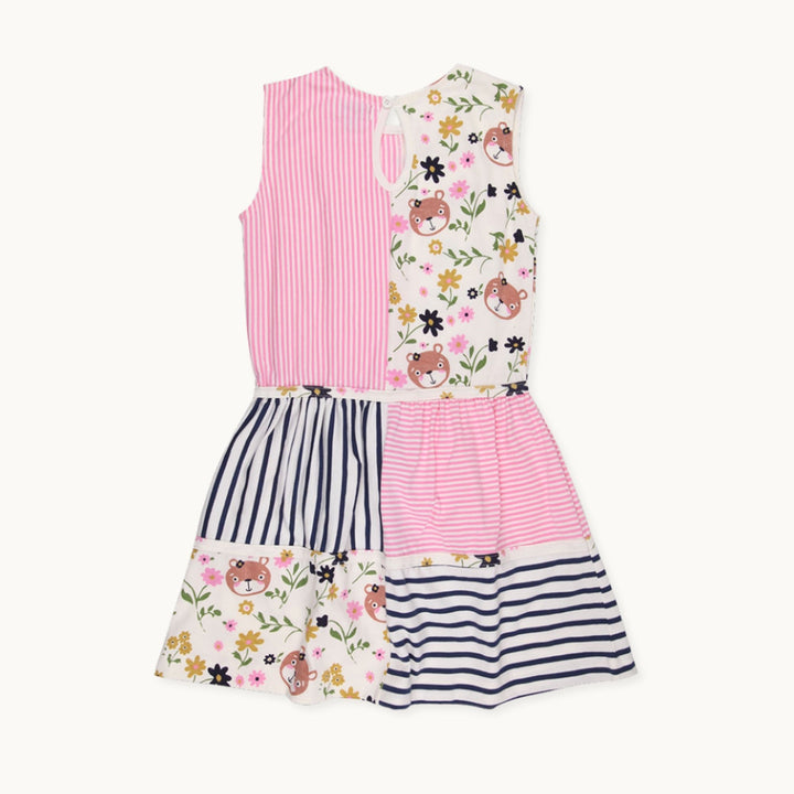 Multicoloured Sid In Flowers And Stripe Print Kids Dress - image 4