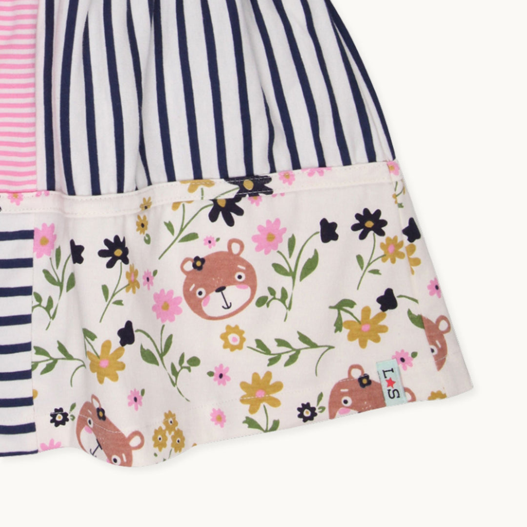 Multicoloured Sid In Flowers And Stripe Print Kids Dress - image 3