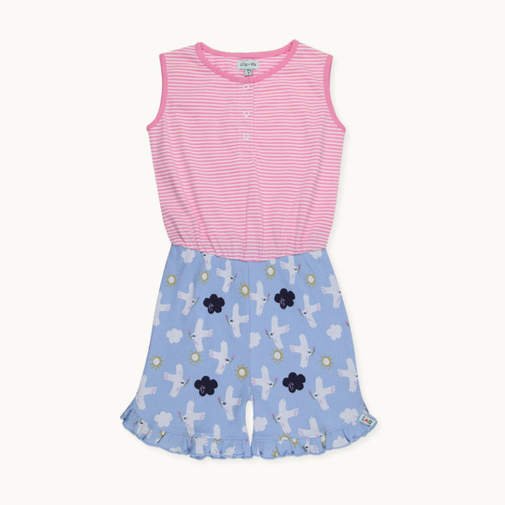 organic cotton stripe print full sleeve romper - image 1
