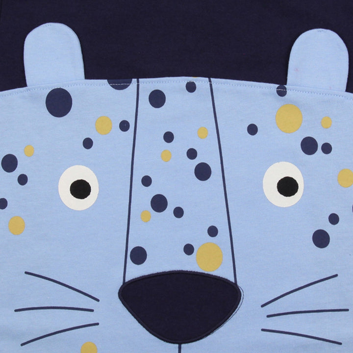 organic cotton Lenny Leopard Face print short sleeve T-Shirt - print close up