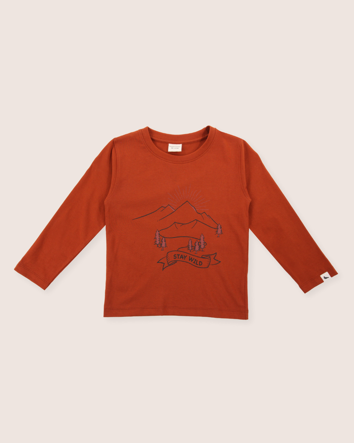 Red Stay Wild Slogan Print Top