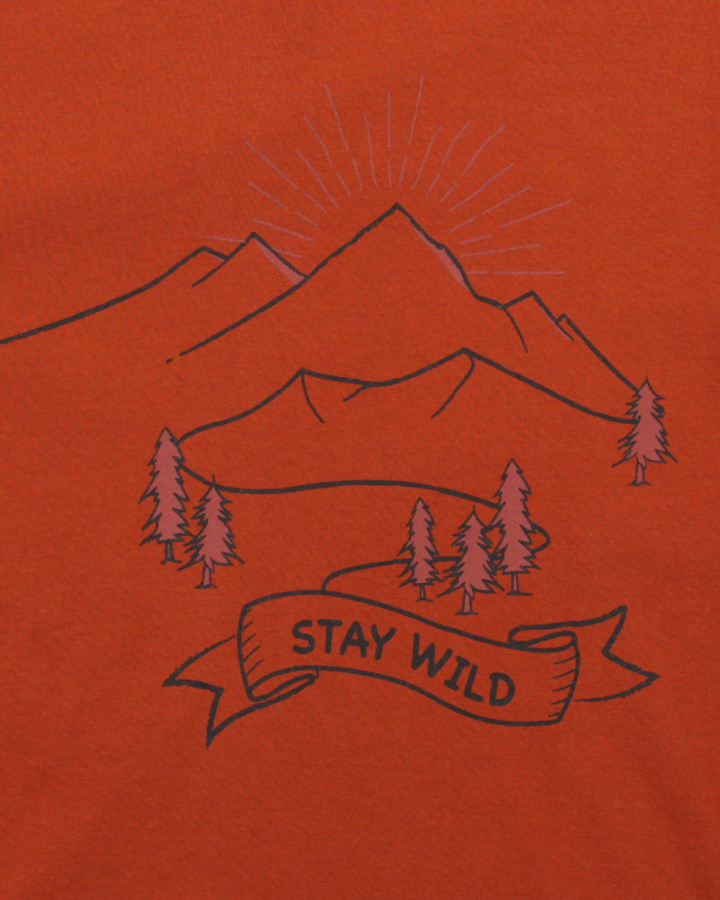 Red Stay Wild Slogan Print Top