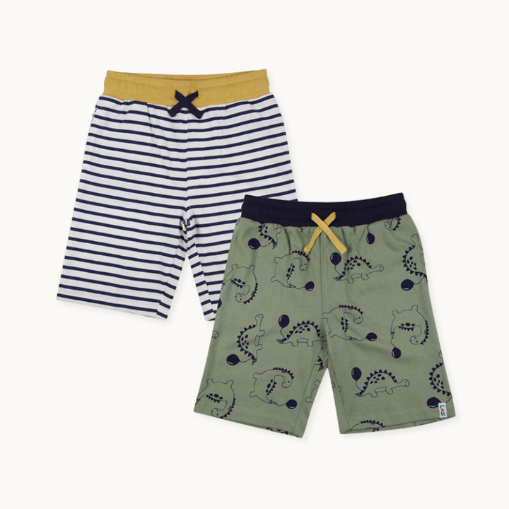 2-Pack Dizzy Dino & Stripe print Shorts - image 1
