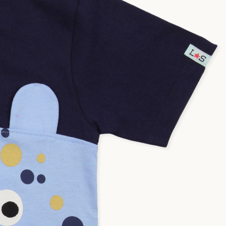 organic cotton Lenny Leopard Face print short sleeve T-Shirt - sleeve close up