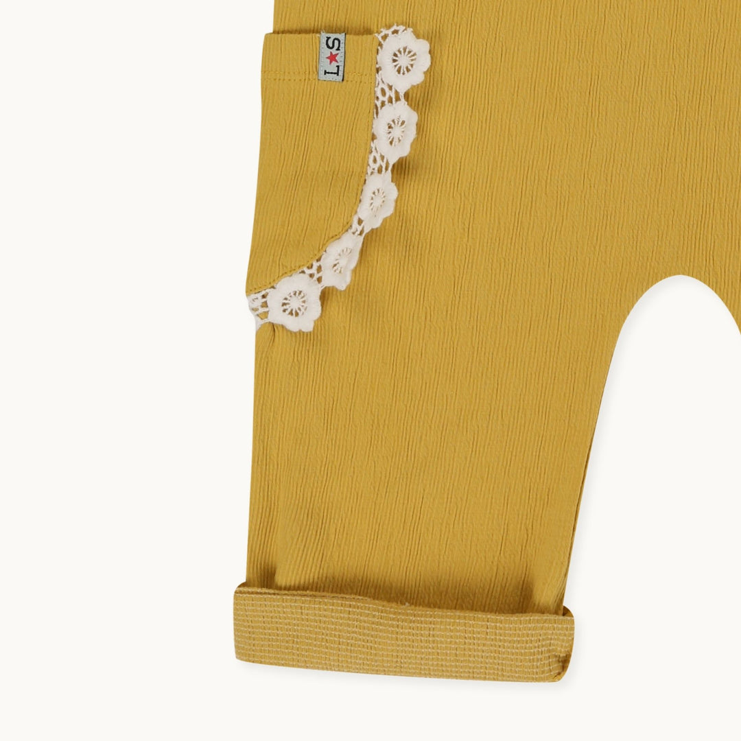 organic cotton Yellow Floral Applique Dungarees - image 3
