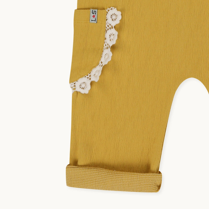 organic cotton Yellow Floral Applique Dungarees - image 3
