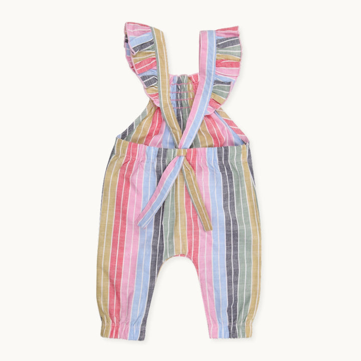 organic cotton multicoloured stripe dungarees with strawberry appliques - image 4