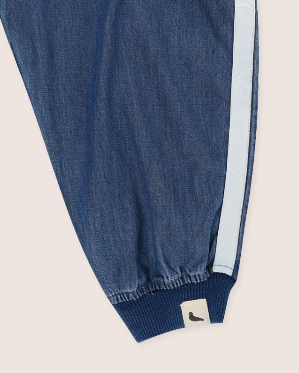 Blue Denim Stripe Print Joggers