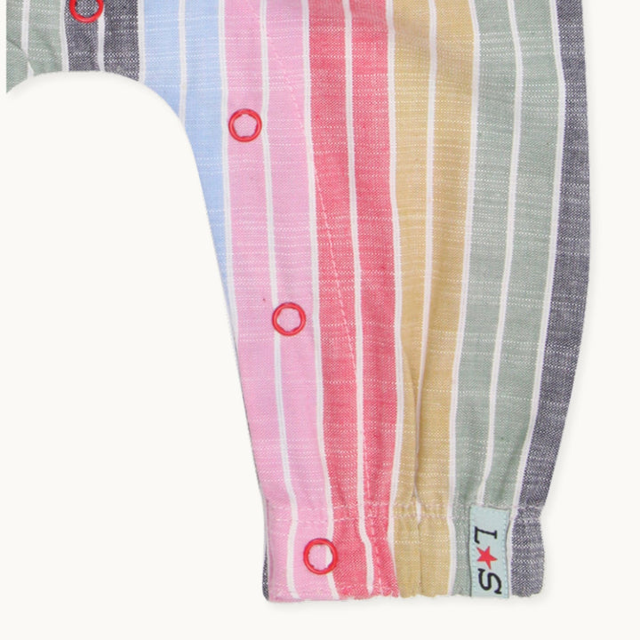 organic cotton multicoloured stripe dungarees with strawberry appliques - image 3