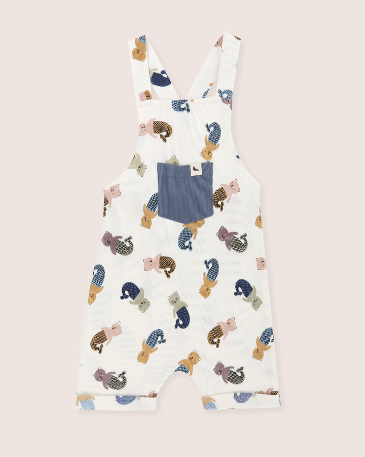 White Merbear Print Dungarees