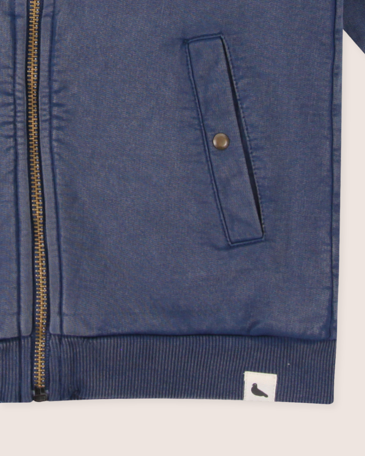 Blue Lucky Slogan Embroidered Jacket