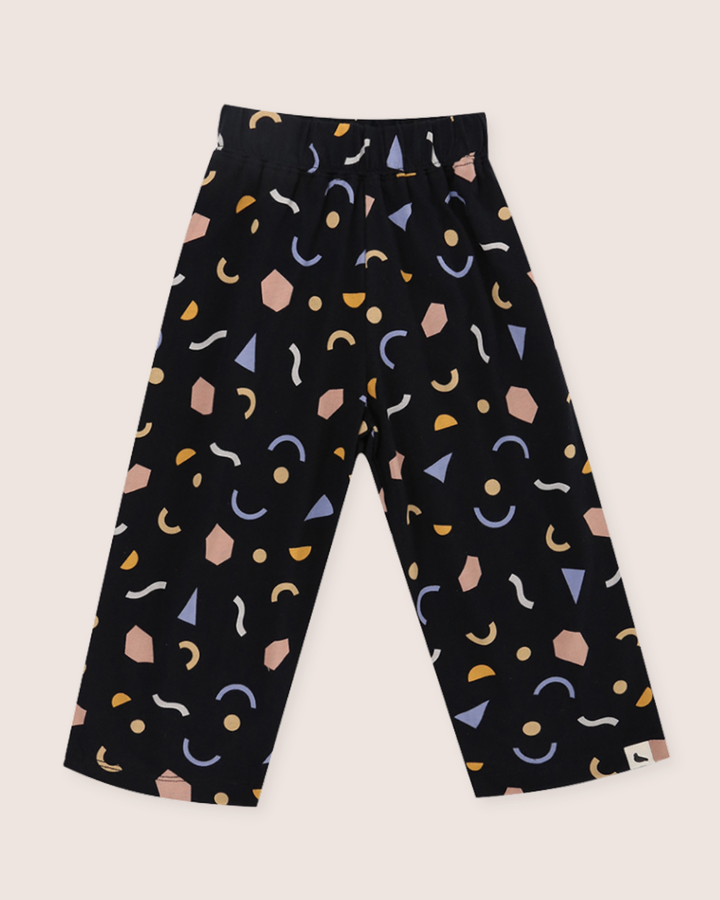 Black Abstract Print Trousers