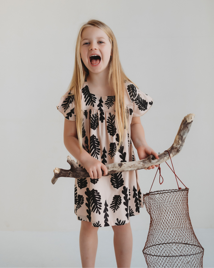 Cream Seaweed Print Dress
