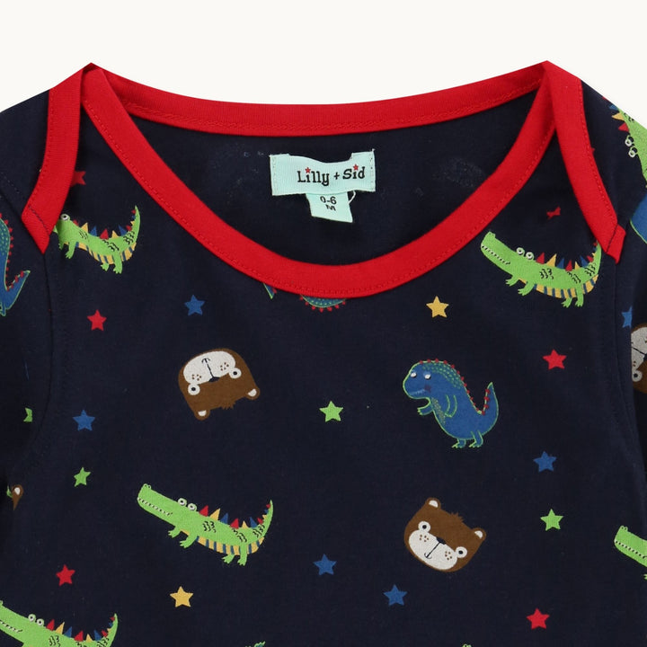 Multicoloured Dinosaur Print long sleeve Top And stripe Jogger Set - image 3