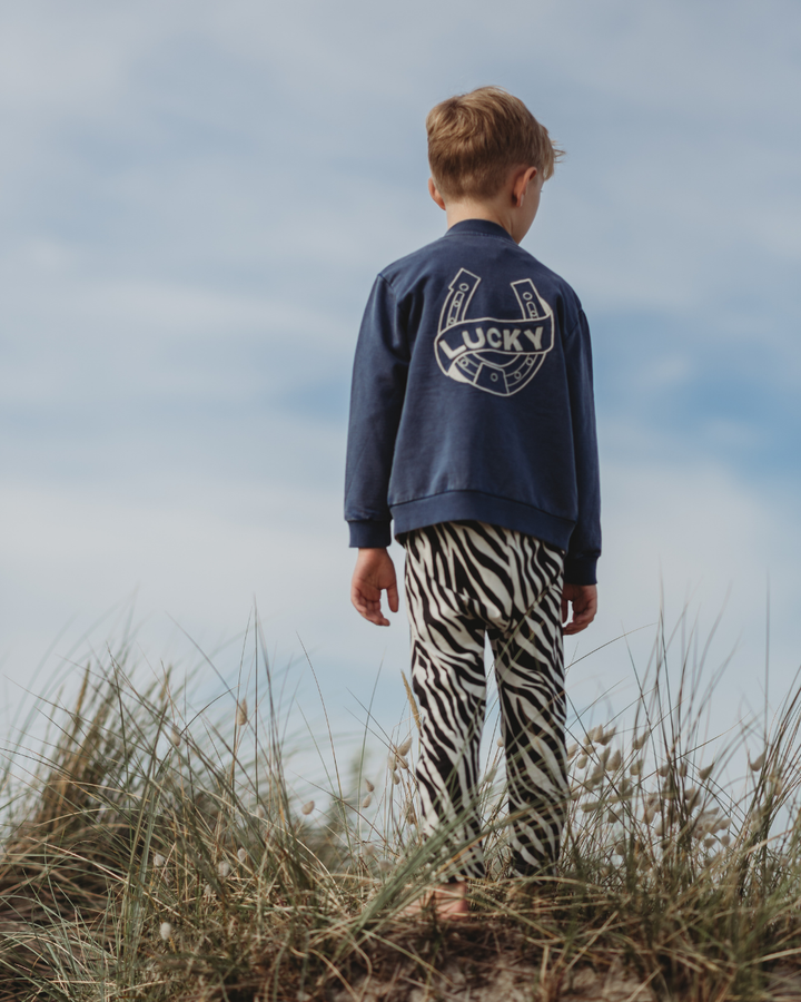 Blue Lucky Slogan Embroidered Jacket