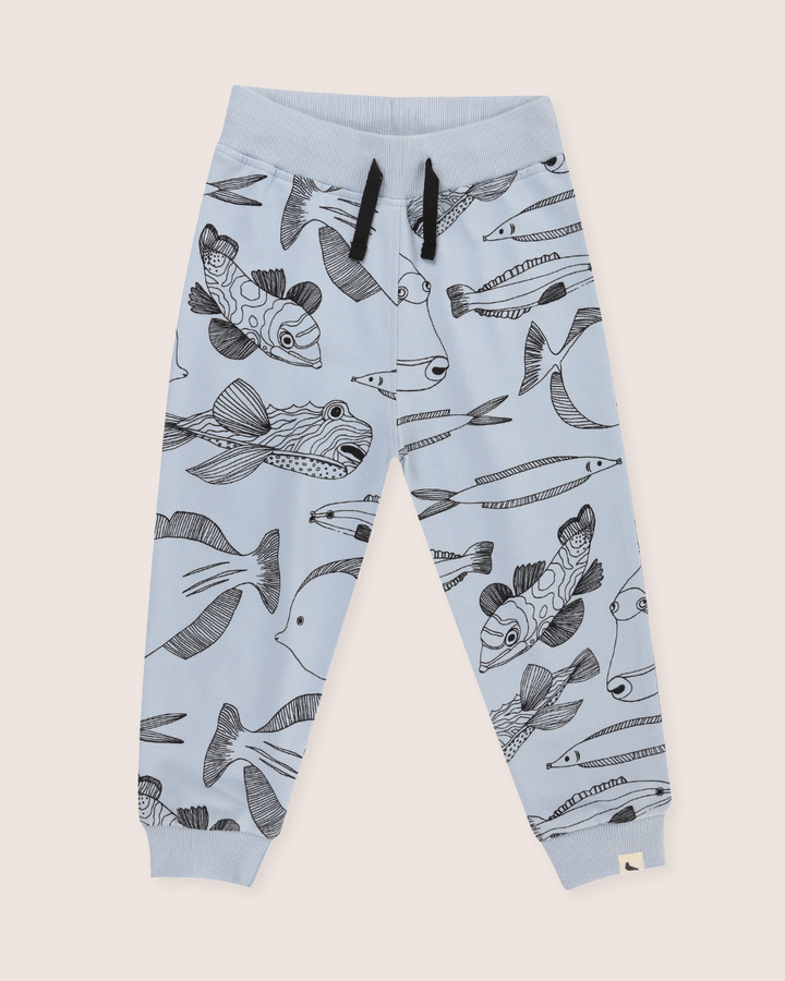 Blue Fish Print Joggers