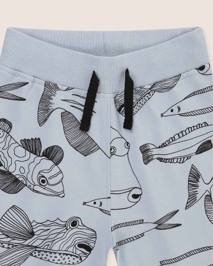 Blue Fish Print Joggers