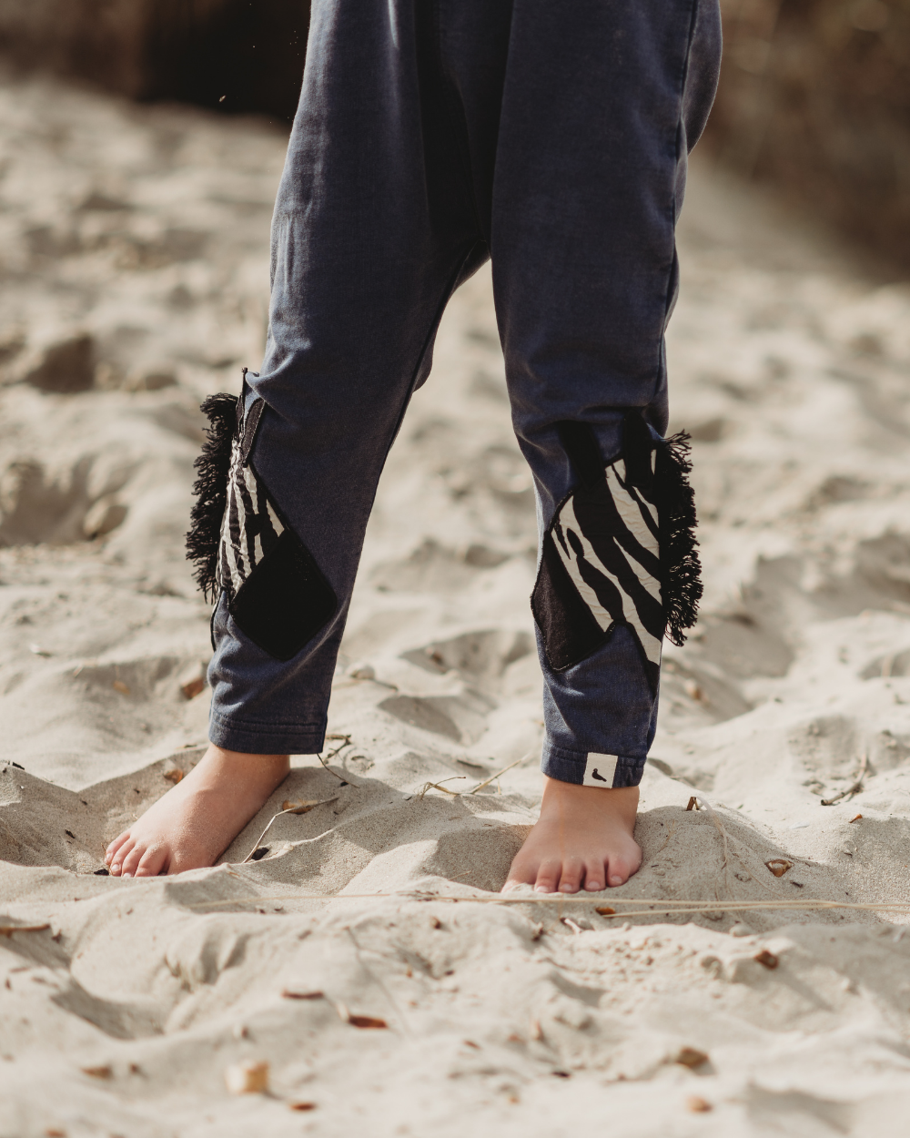 Blue Zebra Head Print On Leg Dungarees