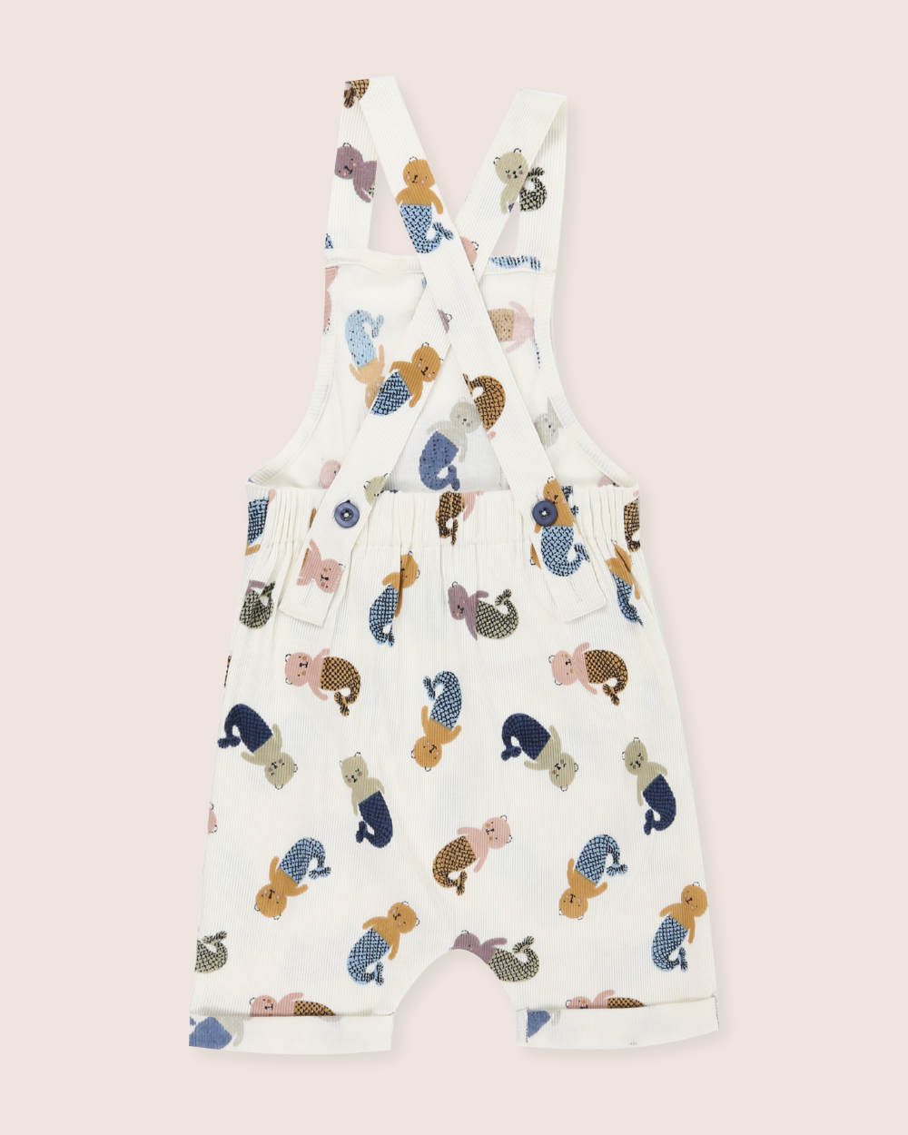 White Merbear Print Dungarees