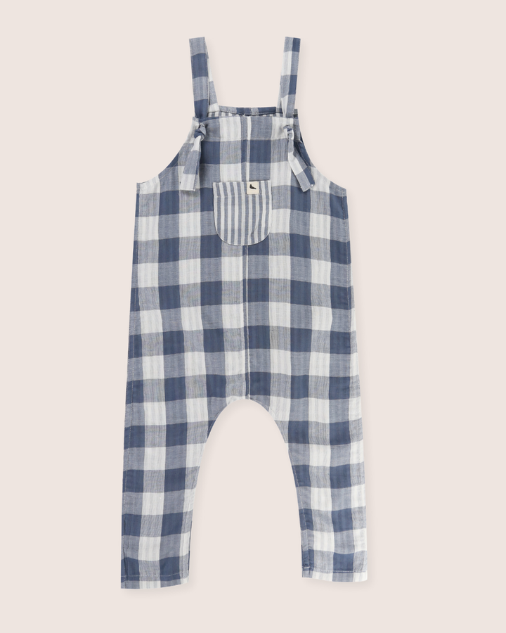 Multicolour Marine Check Print Reversible Dungarees