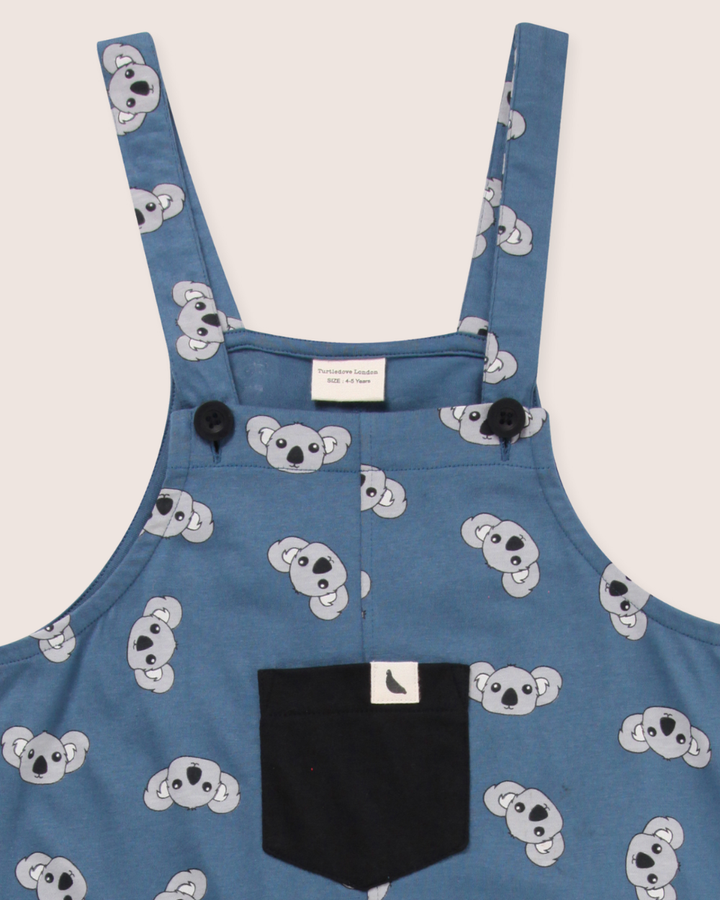 Blue Koala Print Dungarees