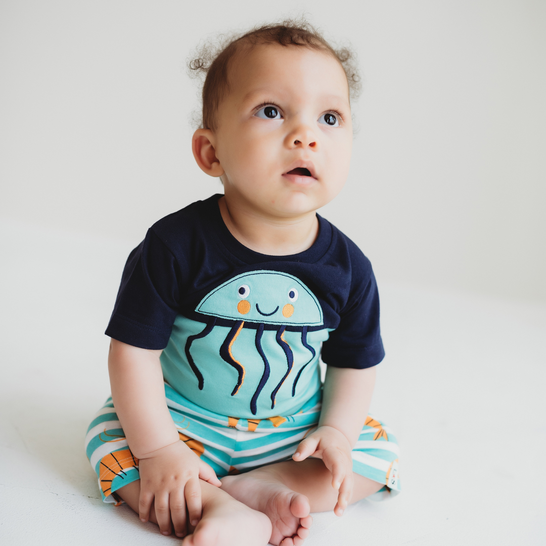 Multicoloured Jellyfish Print short sleeve Top And Short Set - lifestyle  image 