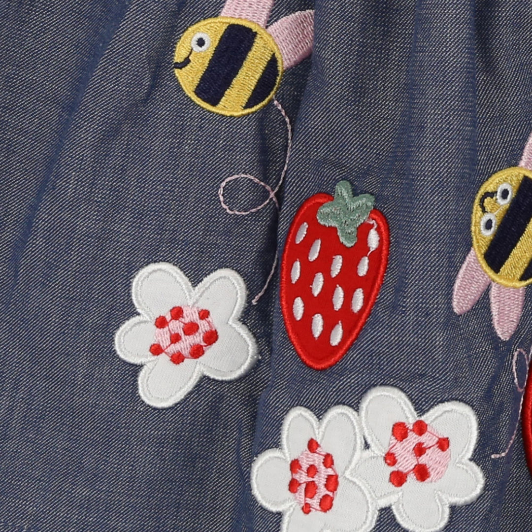 organic cotton applique bee chambray skirt - image 4