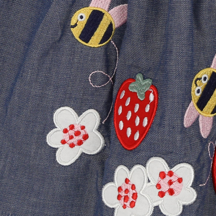 organic cotton applique bee chambray skirt - image 4