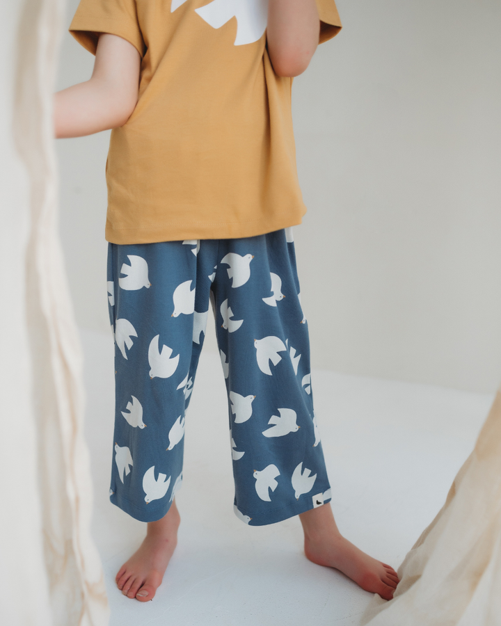 Blue Seagull Print Trousers