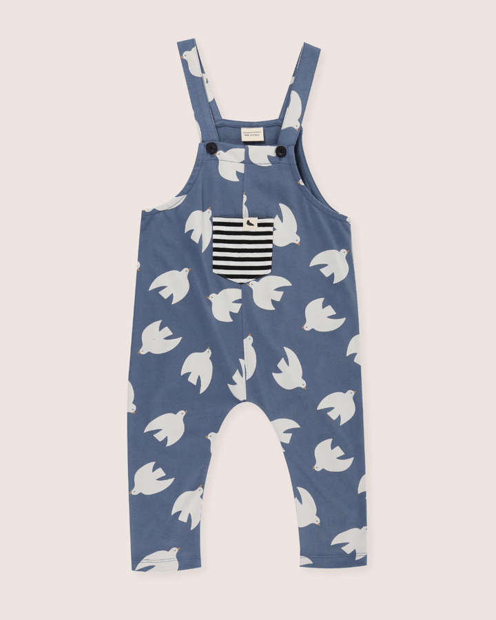 Blue Seagull Print Dungarees