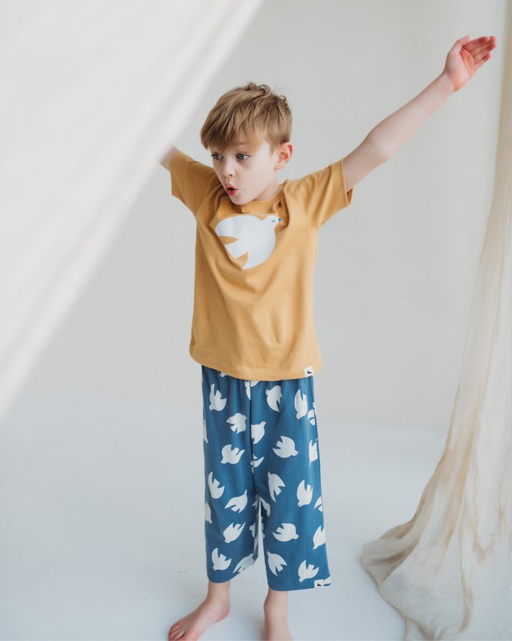 Blue Seagull Print Trousers