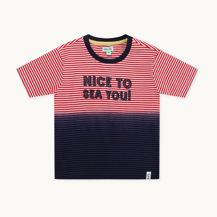 organic cotton Multicoloured ombre Nice To Sea You Slogan Print T-Shirt - image 1